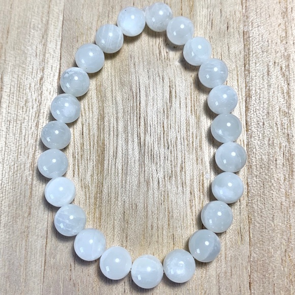 8mm Moonstone Chakra Stretch Bead Bracelet - Picture 7 of 10
